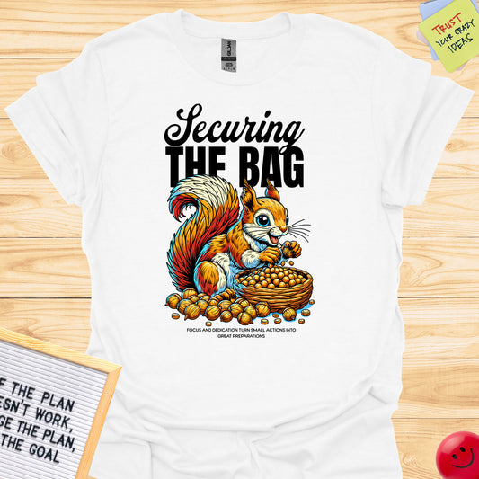 Securing The Bag Colorful Graphic Retro Style T-Shirts